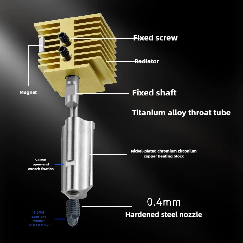 1 Pack A1 Mini/A1 Hotend Print Head Brass Hot End Kit Extruder Upgrade High-Temperature 0.4MM Hardened Steel Nozzle Replacement with 1PCS Silicone Cover Sock for Bambu Lab 3D Printer Accessories