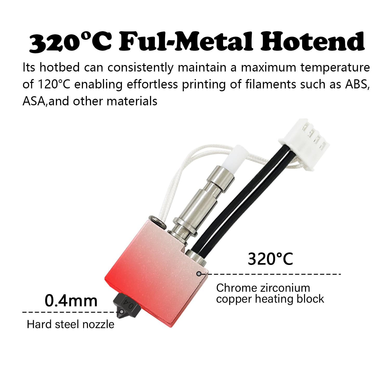 Hardened Nozzle Hotend for Kobra S1 Combo 0.4MM Stainless Steel Print Head Extruder Kit Hot End Heater Block Heating Rod with Extra 2 Pack Silicone Cover for Anycubic Kobra S1/ACE Pro