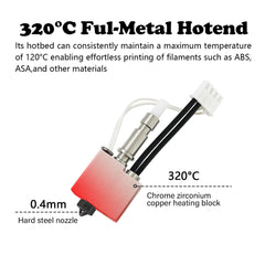 Hardened Nozzle Hotend for Kobra S1 Combo 0.4MM Stainless Steel Print Head Extruder Kit Hot End Heater Block Heating Rod with Extra 2 Pack Silicone Cover for Anycubic Kobra S1/ACE Pro