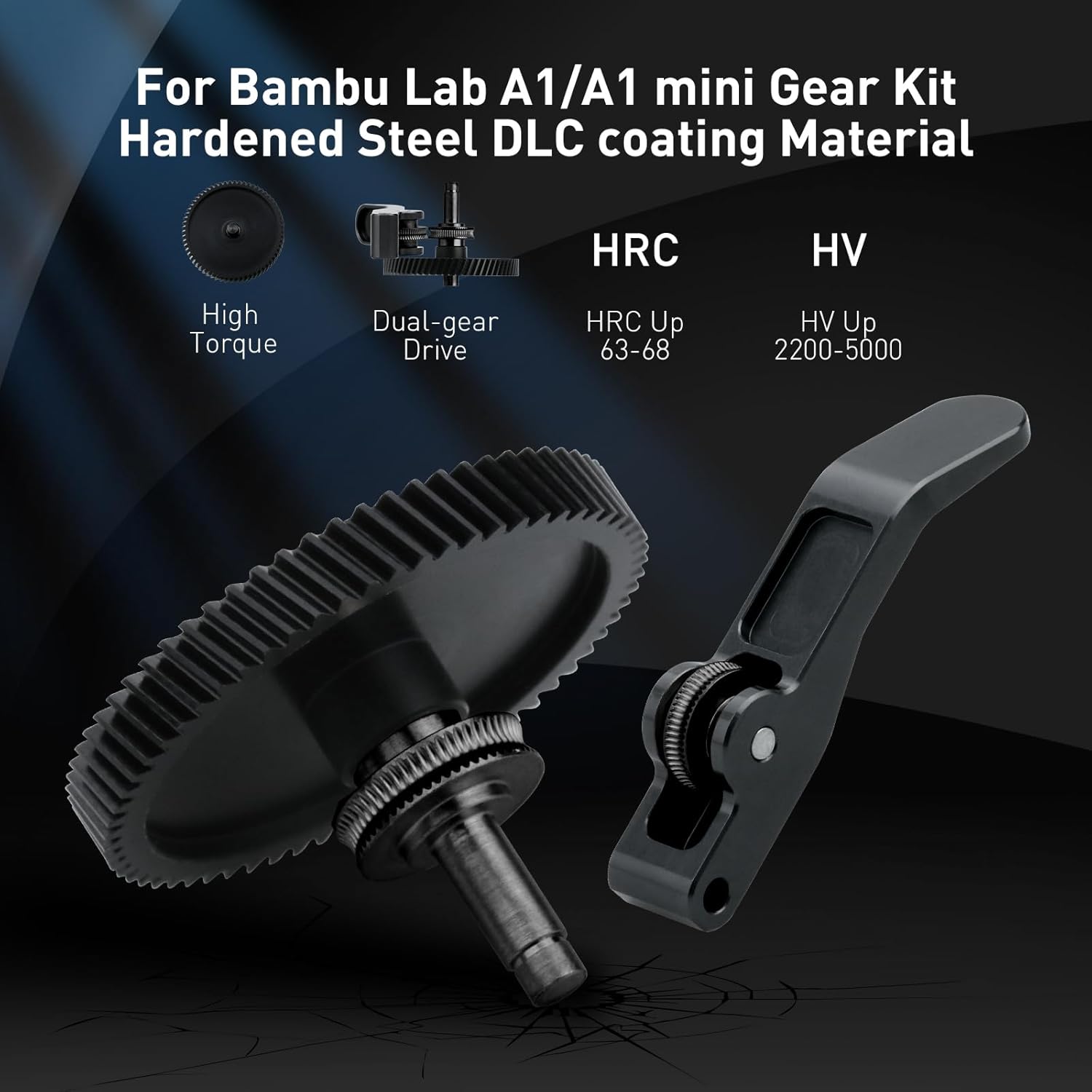 A1 Mini Extruder Gear, with Aluminum Alloy Handle,A1 Mini xirbbo Extruder Gear Assembly CNC POM Nano Coated Hardened Steel for Bambu Lab A1 Mini Extrusion Head Gear 3D Printer Accessory