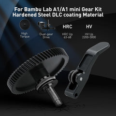 A1 Mini Extruder Gear, with Aluminum Alloy Handle,A1 Mini xirbbo Extruder Gear Assembly CNC POM Nano Coated Hardened Steel for Bambu Lab A1 Mini Extrusion Head Gear 3D Printer Accessory