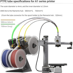 Compatible with Bambu Lab PTFE Tube 2.5mm ID×4mm OD, Length 5M/ 16.4ft, for Bambu lab AMS X1/ X1C/ P1P/ P1S/ A1/ A1 Mini, Prusa MMU3/ Direct Drive Extruder (Cream Color), with Tubing Cutter